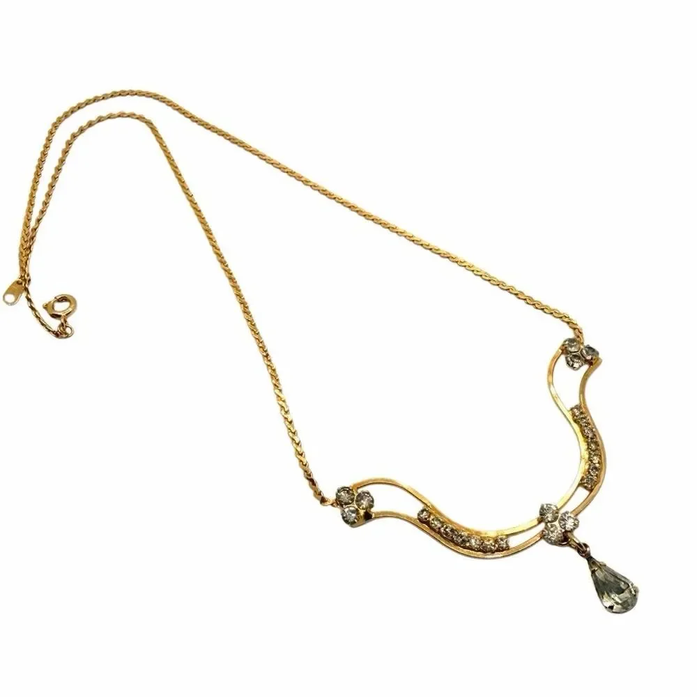 Vintage Gold Rhinestone Necklace vintage gold